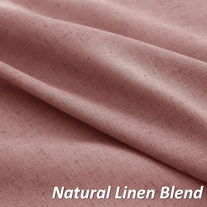 Guken Canyon Rose Linen Curtains 108 Inches Long 2 Panel Set Rod Pocket Semi Sheer Dining Room Cozy Bedroom Decor Cotton Look Country Rustic Farmhouse Boho Curtains 52x108