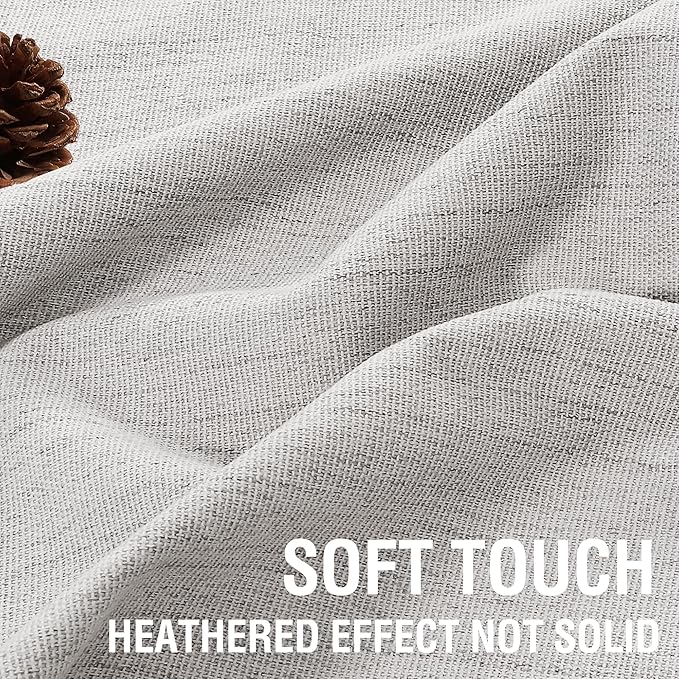 H.VERSAILTEX 100% Blackout Curtains Linen Textured Chenille Curtains Thermal Insulated Curtain Panels with White Flocking Coating Back, 42" W x 84" L, Heathered Cloud(Not Solid)