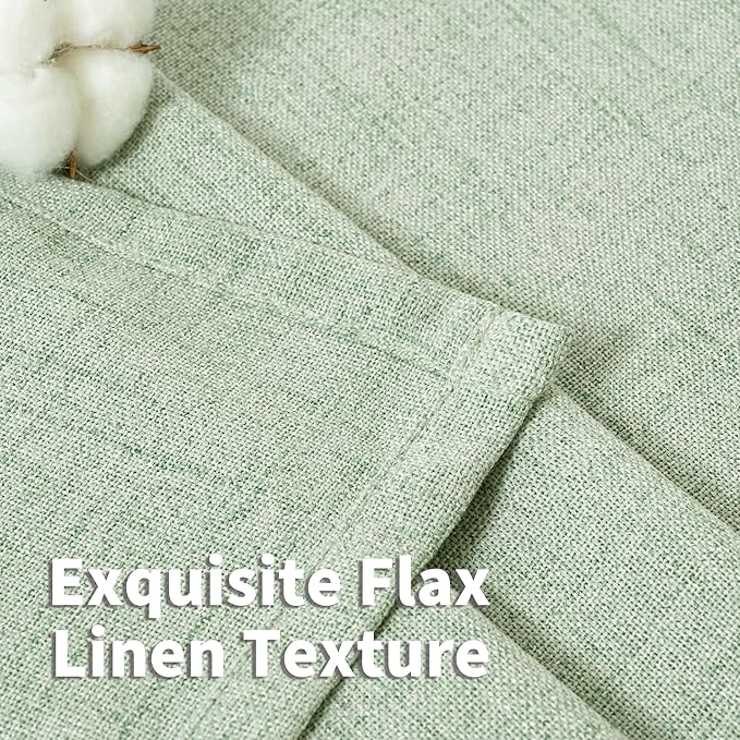 YoungsTex Sage Green Linen Cafe Curtains 36 Inch Length, Short Drapes Light Filtering with Rod Pocket Back Tab for Cafe Kitchen Windows Over Sink, 2 Panels, 42 X 36 Inch