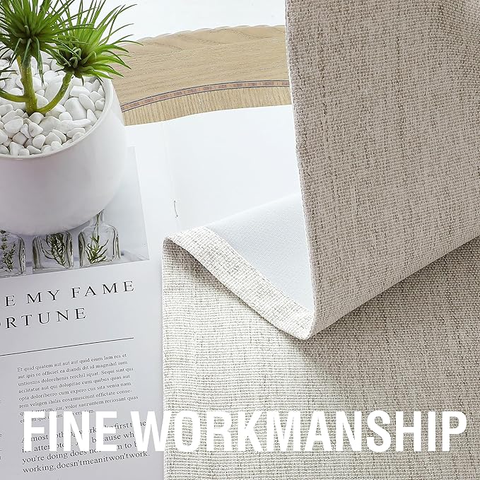 H.VERSAILTEX 100% Blackout Curtains Linen Textured Chenille Curtains Thermal Insulated Curtain 84 Inches Long with White Flocking Coating Back, 2 Panels, Heathered Natural(Not Solid)