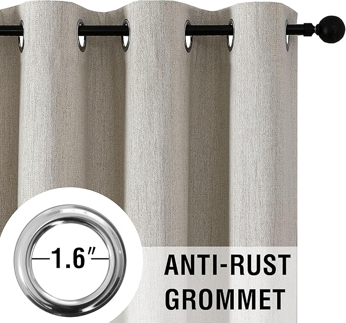 H.VERSAILTEX 100% Blackout Curtains Linen Textured Chenille Curtains Thermal Insulated Curtain 84 Inches Long Energy Saving with White Liner, 2 Panels, Heathered Stone(Not Solid)