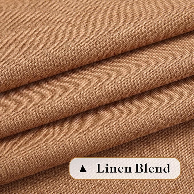 Desert Orange Curtains 96 Inch Length for Living Room 2 Panel Back Tab Rod Pocket Drape Light Filtering Semi Sheer Linen Textured Curtain for Bedroom Modern Farmhouse Decor 60x96 Long