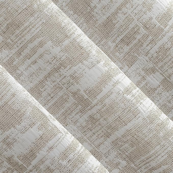 Sun Zero Parrish Distressed Grid Thermal Extreme Total Blackout Grommet Curtain Panel, 40" x 96", Stone