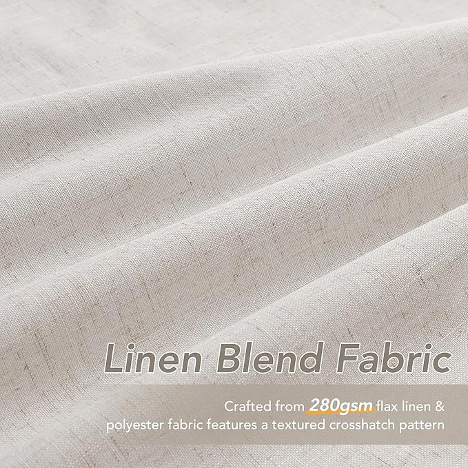 Nanspring Black Out Linen Curtains 102 Inch Long for Bedroom Grommet Neutral Beige Blackout Drapes for Bedroom Modern Farmhouse Thermal Insulated Blackout Curtain 102 Inch Length with White Backing