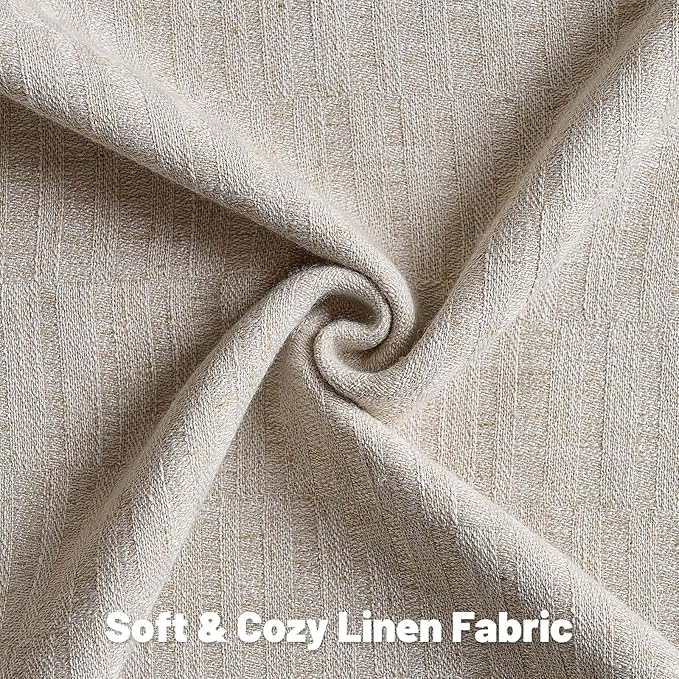 FUTEI Natural Decorative Throw Pillow Covers 16x16 Inch Set of 2,Soft Linen Slub Texture Cushion Case,Farmhouse Home Decor for Couch Bed Living Room