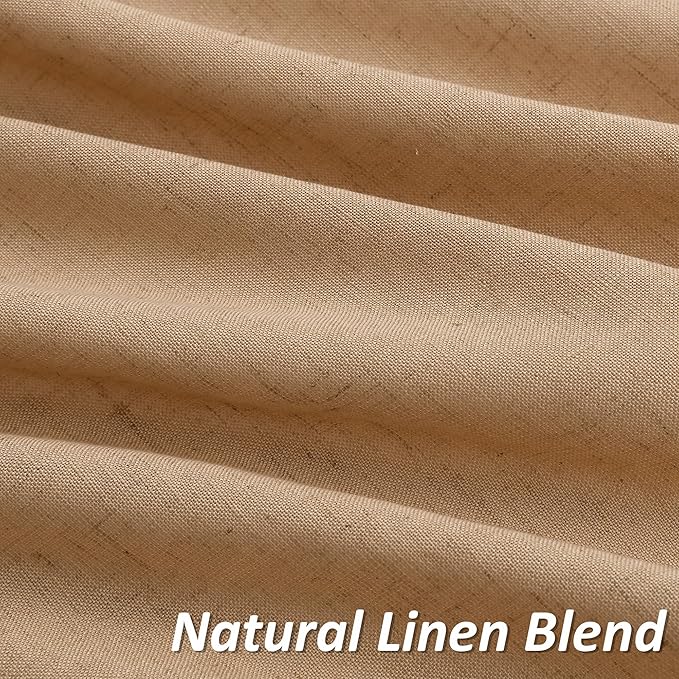 Guken Camel Brown Linen Curtains 108 Inches Long 2 Panel Set Rod Pocket Semi Sheer Dining Room Cozy Bedroom Decor Cotton Look Country Rustic Farmhouse Boho Curtains 52x108