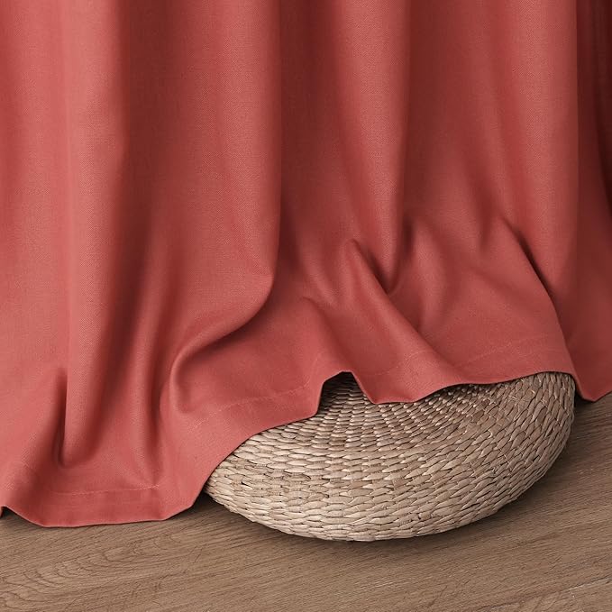 Guken Red Linen Curtains 84 Inch Length for Living Room Bedroom 2 Panels Set Rod Pocket Light Filtering Semi Sheer Window Curtains 52 Inch Width Boho Farmhouse Linen Drapes, W52xL84