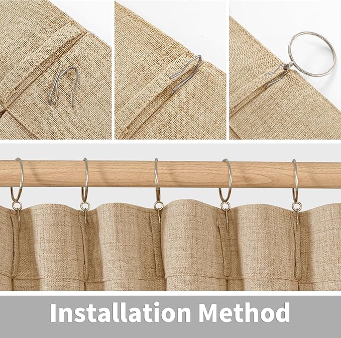 YoungsTex Toffee Linen Semi Sheer Curtains 95 Inch Length 2 Panels for Living Room, Bulap Light Filtering Drapes with Pinch Pleated for Bedroom Dining Farmhouse, 40 X 95 Inch