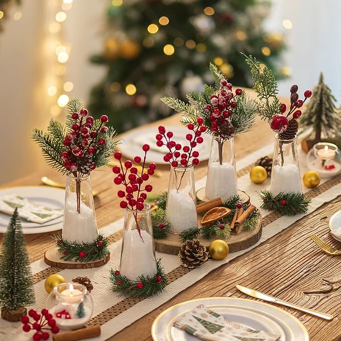 Hewory Glass Bud Vases for Centerpieces: Small Clear Modern Flower Vase Set of 12, Minimalist Cute Mini Decorative Bulk Vases for Wedding Birthday Bridal Shower Party Events Dining Room Table Decor