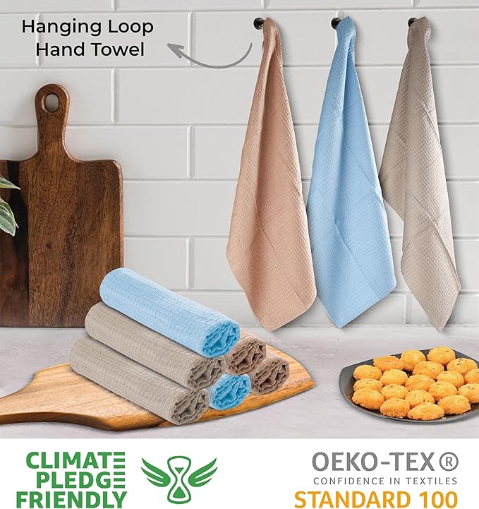 Urban Villa Kitchen Towels Waffle Dish Cloths Multi Color Set of 6 Over Sized 18x28 Inches Highly Absorbent 100% Cotton Kitchen Hand Tea Towels Dish Cloths