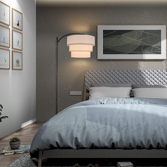 EDISLIVE 3-tier Drum Linen Lamp Shade for Pendant Lamp Floor Lamp Chandelier Replacement Shade Clip on Bulb Classic Round Lampshade Cover Only