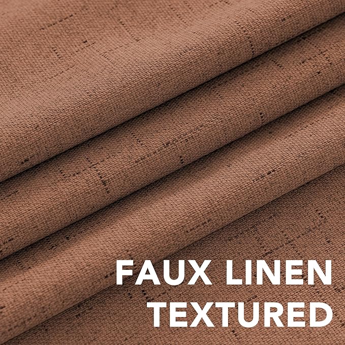 H.VERSAILTEX 100% Blackout Curtains for Bedroom Thermal Insulated Linen Textured Curtains Heat and Full Light Blocking Drapes Living Room Curtains 2 Panel Sets, Washed Spice, 52x72 Inch
