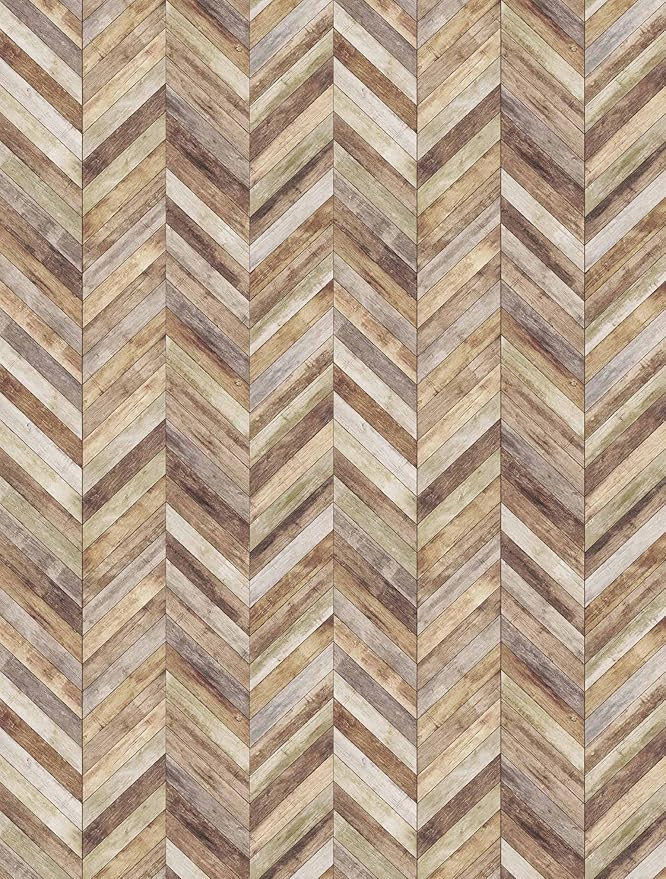 Handpainting Peel and Stick Wallpaper Herringbone Wood Panel Self-Adhesive Prepasted Wallpaper Wall Mural 17.7in x 9.8ft