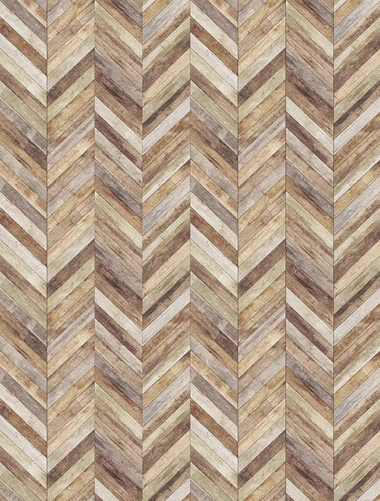 Handpainting Peel and Stick Wallpaper Herringbone Wood Panel Self-Adhesive Prepasted Wallpaper Wall Mural 17.7in x 9.8ft