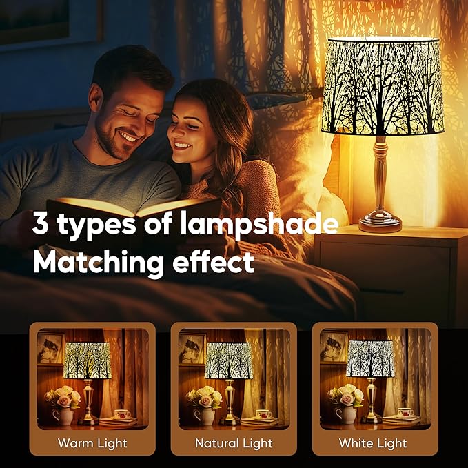 Large Lamp Shade, Metal Lampshade, drum lamp shades,replacement lamp shades For Table Lamp Floor Lamps,Gothic Style Lamp Shade,12x14x10 inches, Tree Pattern Design, Black and Bronze.