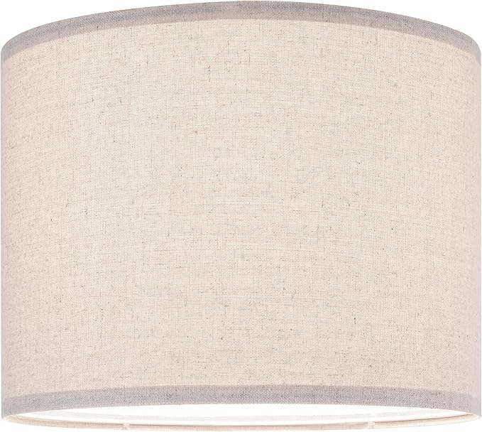 GO&SO Drum Lamp Shades Set of 2 Medium,Oatmeal Linen Lamp Shade 13"Top x 13"Bottom x 10"High(Spider),Replacement Lamp Shades for Floor Lamps,Table Lamp Shade,Hand Crafted Lampshade,Assembly Required