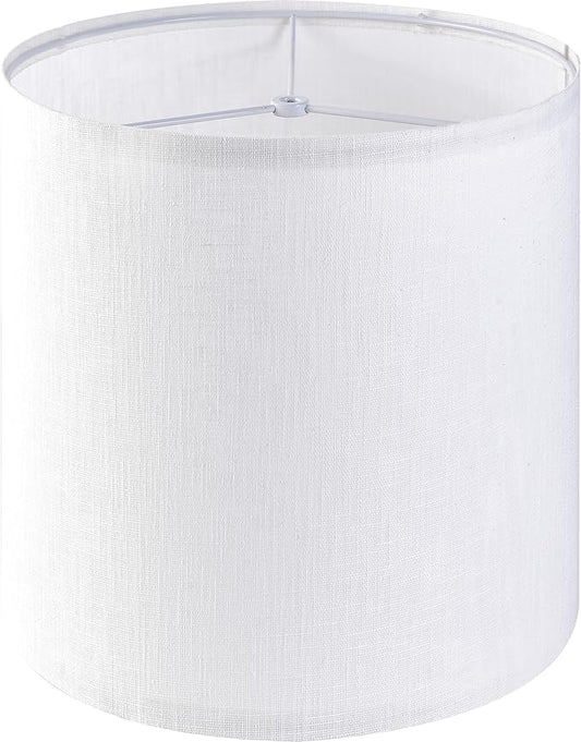 Small Drum White Texture Lampshades Replacemnt for Table Lamps Pendant Light-10"Top × 10" Bottom × 10" High(Spider),Required Assembly-Modern Table Lamps for Bedrooms/Lights for Room-By GO&SO