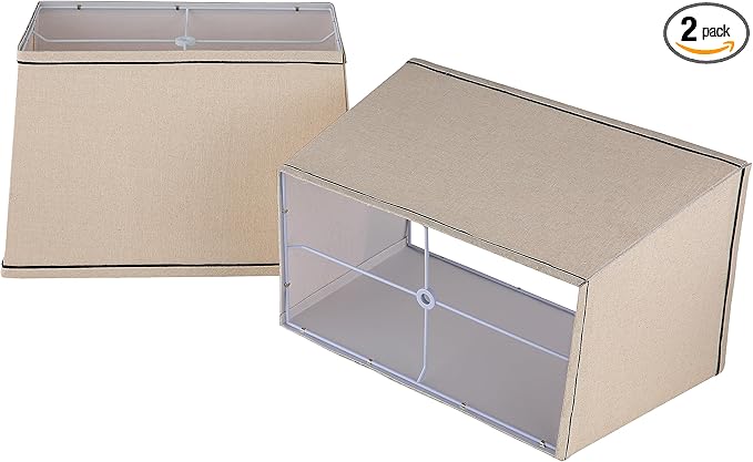 T Shape Lampshades Set of 2, Natural Linen Top L13.78'' x W7.5''xBottom L15.75''xW9.45''*High 10.24", Easy Assembly Replacement Fabric Lampshades for Table Lamps Floor Lamps,Beige Color