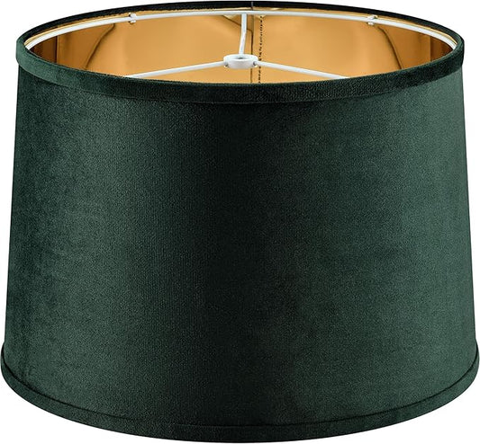 Luxurious Gold Mirror Reflection Green Drum Lamp Shade Large 1 Pack, 14 * 16 * 11 Inch (Spider), Modern Farmhouse Lamp Shades for Floor&Table Lamps Replacement Living Room,Required Assembly By GO&SO