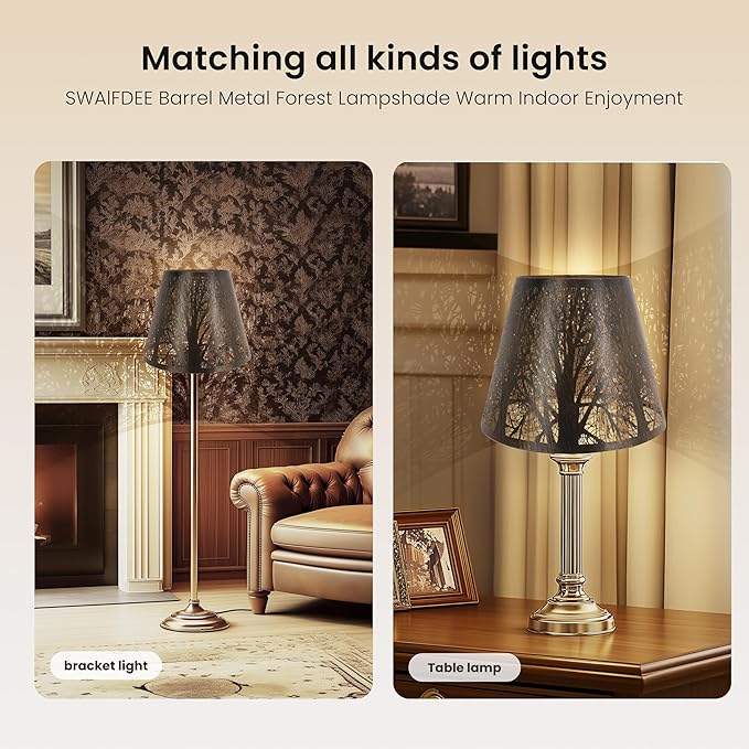 Lampshades for table lamp,metal lamp shade,small lamp shades,lamp shades for floor lamps,lamp cover,vintage lamp shade,6" Top x 10" Bottom x 7.5" High (Spider) & Bedside Lamp-Antique Bronze Gold