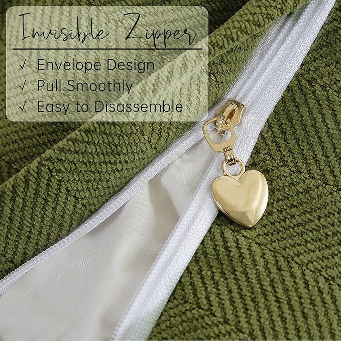 ZWJD Olive Green Pillow Covers 20x20 Set of 2 Chenille Throw Pillow Covers with Elegant Design Soft and Luxurious Decorative Throw Pillows for Couch, Bed, and Home Decor