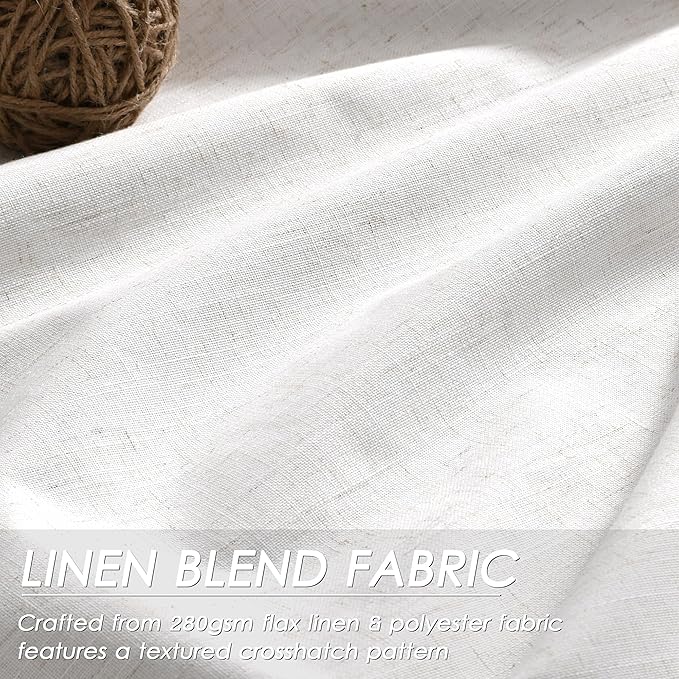 Linen Black Out Curtains 78 Inch Long for Living Room Grommet Neutral Cream Blackout Curtain Burlap Textured Thermal Insulated Energy Saving Block Out Curtains for Bedroom Windows, Natural 52Wx78L