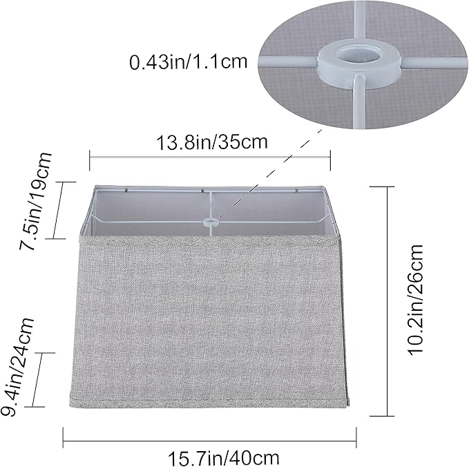 T Shape Lampshades Set of 2, Natural Linen Lampshade Top L13.78'' x W7.5''xBottom L15.75''xW9.45''*High 10.24", Easy Assembly Replacement Shades for Table Lamps Floor Lamps