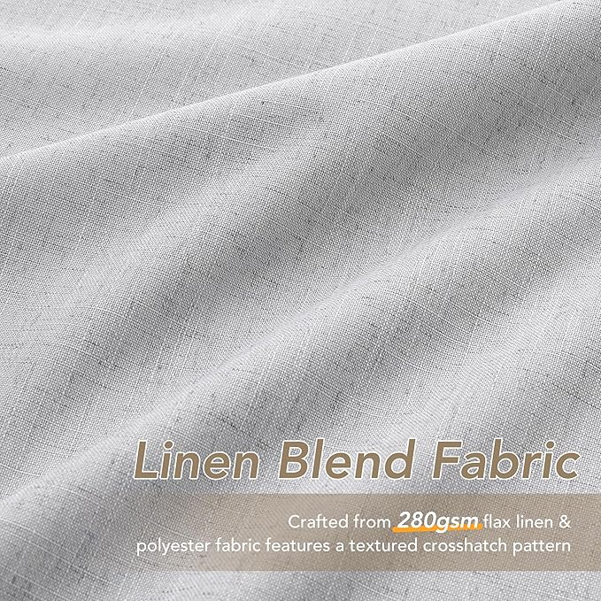 100% Blackout Linen Curtains for Bedroom Thermal Insulated Grommet Complete Blackout Drapes 63 Inch Length 2 Panels Set Heat and Full Light Blocking Living Room Darkening Curtains Light Grey