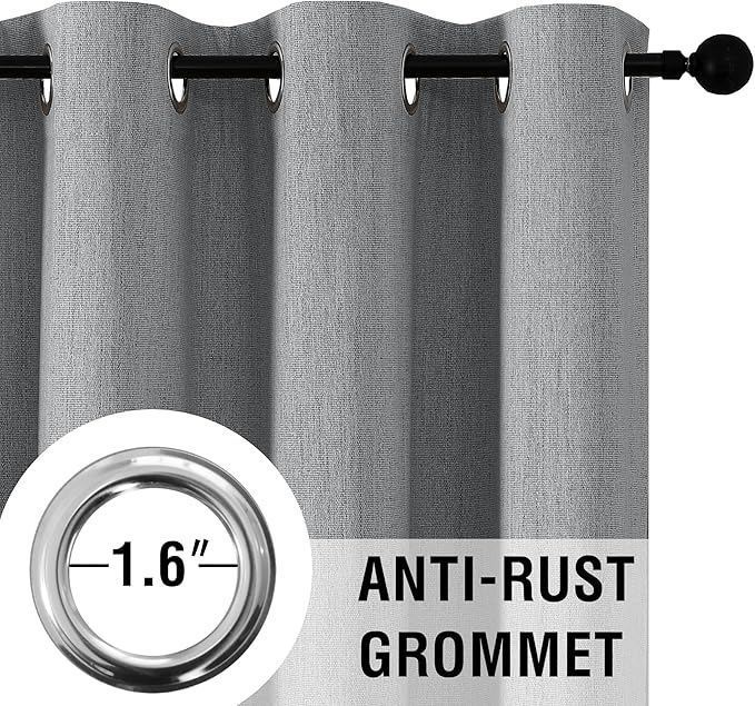 H.VERSAILTEX Chenille Curtains 96 inch Length 2 Panels 100% Blackout Drapes for Bedroom Living Room with White Flocking Coating Back Insulated Anti-Rust Grommet, Heathered Dove Gray(Not Solid)