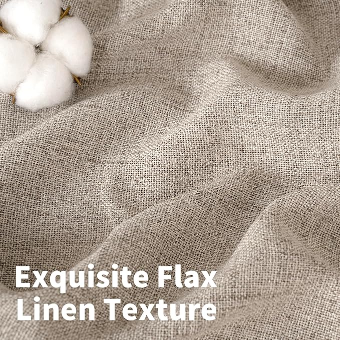 YoungsTex Linen Semi Sheer Curtains 95 Inches Long 2 Panels for Living Room, Textured Floor Length Drapes Light Filtering with Rod Pocket Back Tab for Bedroom, Dark Oatmeal,52 X 95 Inch