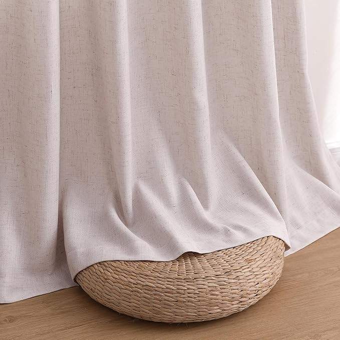 Guken Pastel Linen Linen Curtains 108 Inches Long 2 Panel Set Rod Pocket Semi Sheer Dining Room Cozy Bedroom Decor Cotton Look Country Rustic Farmhouse Boho Curtains 52x108