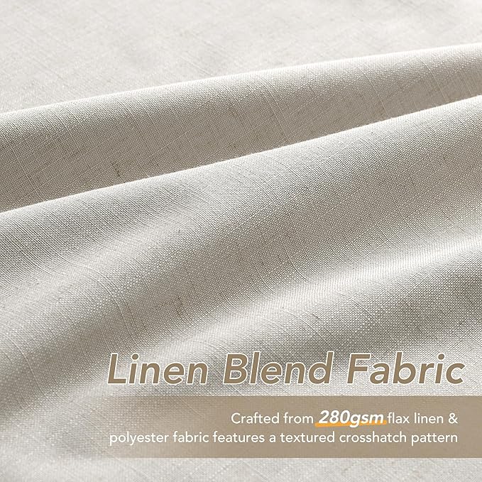 100% Blackout Linen Curtains for Bedroom Thermal Insulated Grommet Complete Blackout Drapes 63 Inch Length 2 Panels Set Heat and Full Light Blocking Living Room Darkening Curtains Greyish Beige
