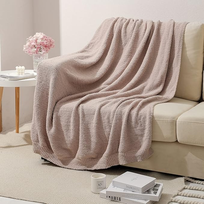 bearberry Super Soft Fluffy Throw Blanket Lightweight Cozy Warm Throw Blankets for Couch Bed Sofa All Season (Beige, 53”x71”)