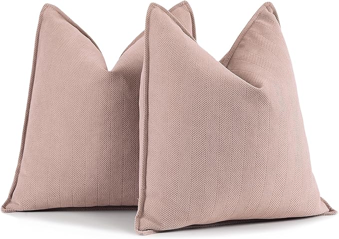 ZWJD Dusty Pink Pillow Covers 20x20 Set of 2 Chenille Throw Pillow Covers with Elegant Design Soft and Luxurious Decorative Throw Pillows for Couch, Bed, and Home Decor