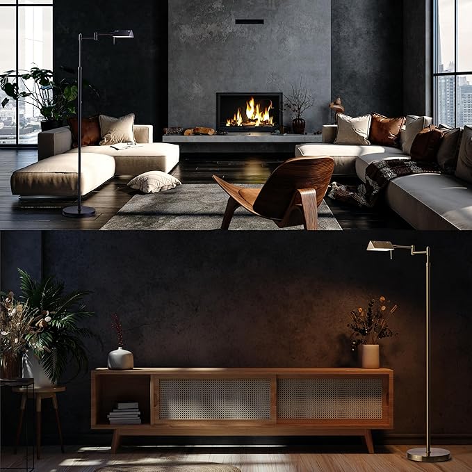 O’Bright Dimmable LED Pharmacy Floor Lamp, 12W LED, Full Range Dimming, 360 Degree Swing Arms, Adjustable Heights, Standing Lamp for Reading, Sewing, and Craft, ETL Listed, Brushed Nickel