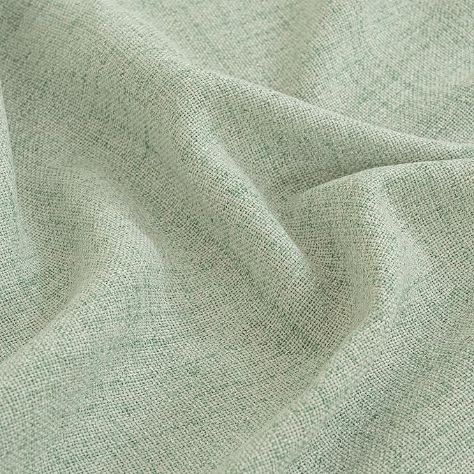 YoungsTex Sage Green Linen Cafe Curtains 36 Inch Length, Short Drapes Light Filtering with Rod Pocket Back Tab for Cafe Kitchen Windows Over Sink, 2 Panels, 42 X 36 Inch