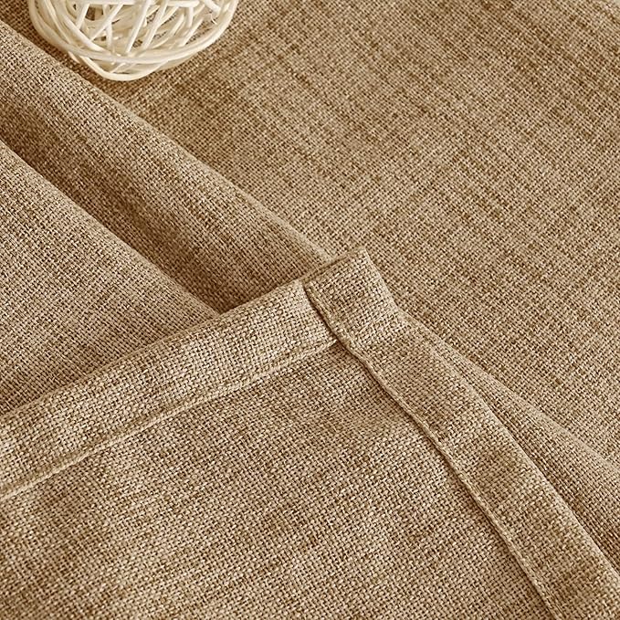 YoungsTex Toffee Linen Semi Sheer Curtains 95 Inch Length 2 Panels for Living Room, Bulap Light Filtering Drapes with Pinch Pleated for Bedroom Dining Farmhouse, 40 X 95 Inch
