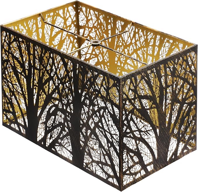 Metal Square Lampshade 8''Top X 14'' Bottom X 9'' Height Lamp Shade Fits For Bedroom Living Room And More Spider Fitter