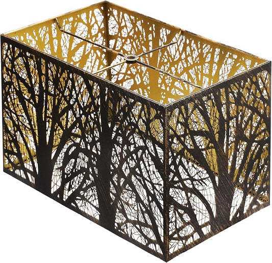 Metal Square Lampshade 8''Top X 14'' Bottom X 9'' Height Lamp Shade Fits For Bedroom Living Room And More Spider Fitter