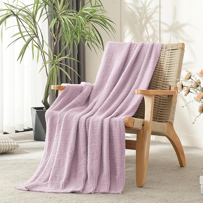 JOOJA Throw Blanket for Couch Super Soft Blankets for Bed Comfy Cozy Blanket Knit Fuzzy Plush Fleece Blanket Gift for Women Lightweight Blanket for Living Room Sofa 50 x 60 Inches Lilac