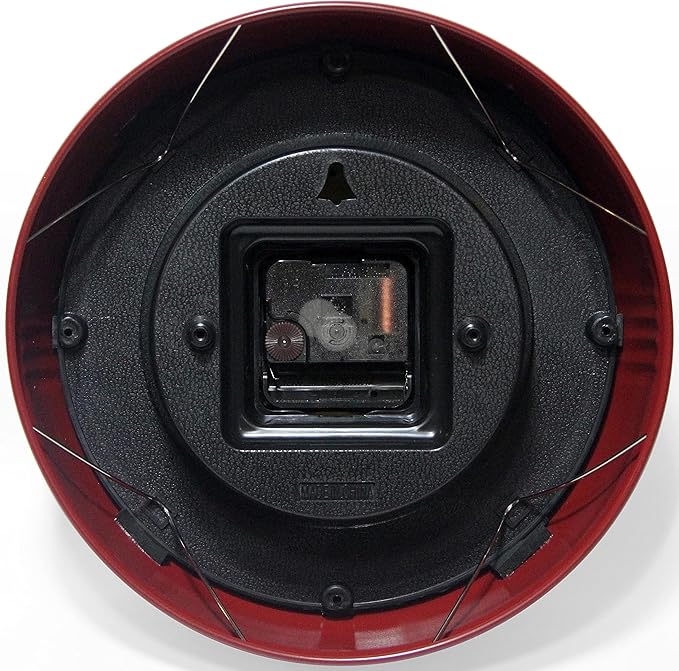 Infinity Instruments LTD. Retro 12 inch Silent Sweep Non-Ticking Mid Century Modern Kitchen Diner Wall Clock Quartz Movement Retro Wall Clock Decorative (Red)