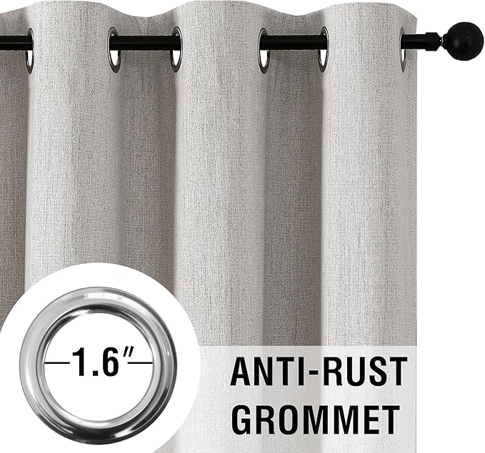 H.VERSAILTEX 100% Blackout Curtains Linen Textured Chenille Curtains Thermal Insulated Curtain 84 Inches Long with White Flocking Coating Back, 2 Panels, Heathered Cloud(Not Solid)