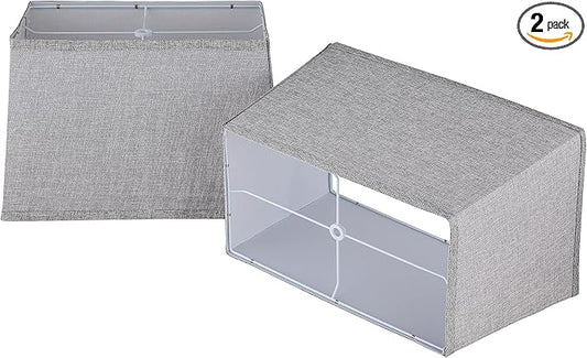 T Shape Lampshades Set of 2, Natural Linen Lampshade Top L13.78'' x W7.5''xBottom L15.75''xW9.45''*High 10.24", Easy Assembly Replacement Shades for Table Lamps Floor Lamps