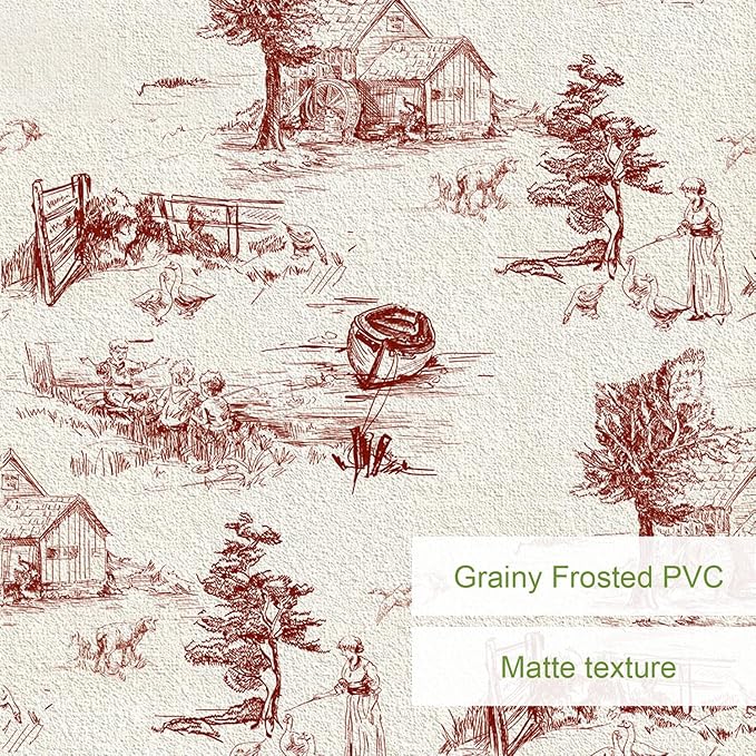 QUCHENG Chinoiserie Style Wallpaper Monochrome Wall Decor Toile de Jouy Landscape Dresser Decal Removabal Self Adhesive Sticker Peel and Stick Furniture Stickers Vintage Cabinet Decoration