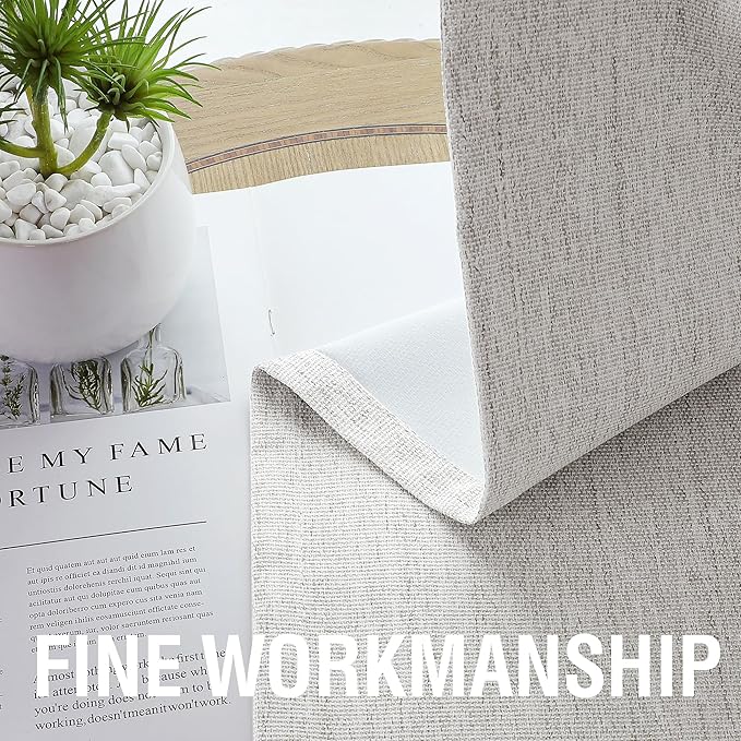 H.VERSAILTEX Chenille Linen Blackout Curtains for Bedroom Thermal Insulated Textured Linen Look Curtains with White Flocking Coating Back, 42" W x 63" L, Heathered Cloud(Not Solid)