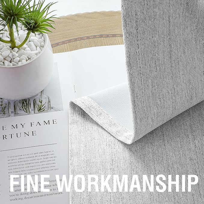 H.VERSAILTEX Chenille Linen Curtains 108 inches Long 100% Blackout Curtains, Textured Linen Look Draperies Grommet with White Flocking Coating Back, 2 Panels, Heathered Glacier Gray(Not Solid)