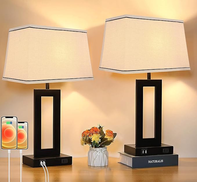 T Shape Lampshades Set of 2, Natural Linen Top L13.78'' x W7.5''xBottom L15.75''xW9.45''*High 10.24", Easy Assembly Replacement Fabric Lampshades for Table Lamps Floor Lamps,Beige Color