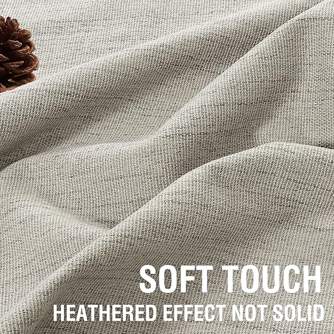 H.VERSAILTEX 100% Blackout Curtains Linen Textured Chenille Curtains Thermal Insulated Curtain Panels with White Flocking Coating Back, 42" W x 84" L, Heathered Stone(Not Solid)