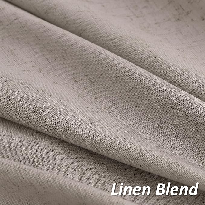 Brown Grey Linen Curtains 108 Inches Long 2 Panel Set Rod Pocket Semi Sheer Dining Room Cozy Bedroom Decor Cotton Look Country Rustic Farmhouse Boho Curtains 52x108