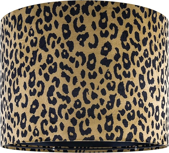 GOSO 13" Drum Yellow Leopard Lamp Shade for Table Lamp & Floor Lamps,Art Deco & Vintage Animal Lampshades Medium,13" x 13" x 10" (Spider) Traditional Velvet Pattern Dot Shade Required Assembly -1 Pack